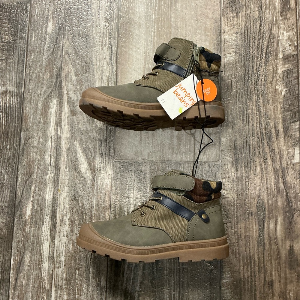 Jumping Beans Olive and Tan Kids Boots Size 11 - Picture 8 of 12